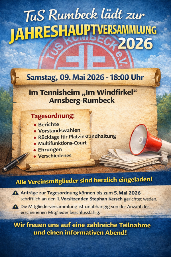 Jahreshauptversammlung 2026 beim TuS Rumbeck